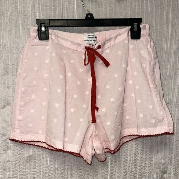 cupcakes and cashmere PinkβRed Swiss Heart Crochet Trim Cotton Shorty PJ Set - Picture 9 of 12